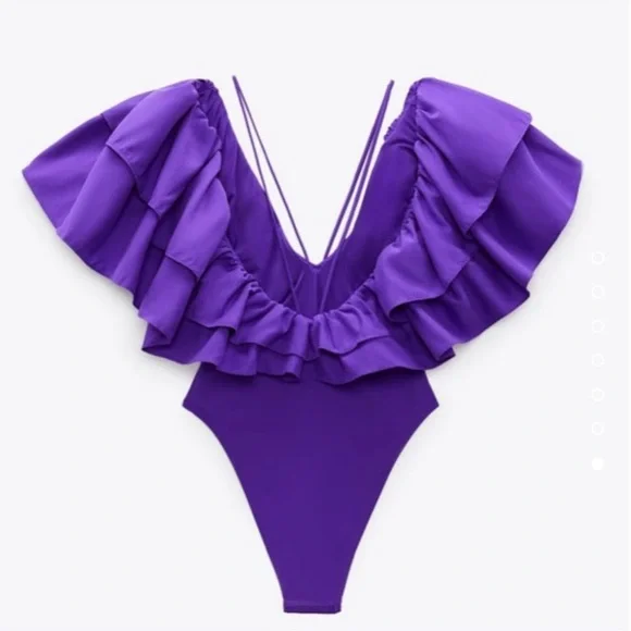 ZARA Purple Ruffled Swimsuit - Picture 4 of 4